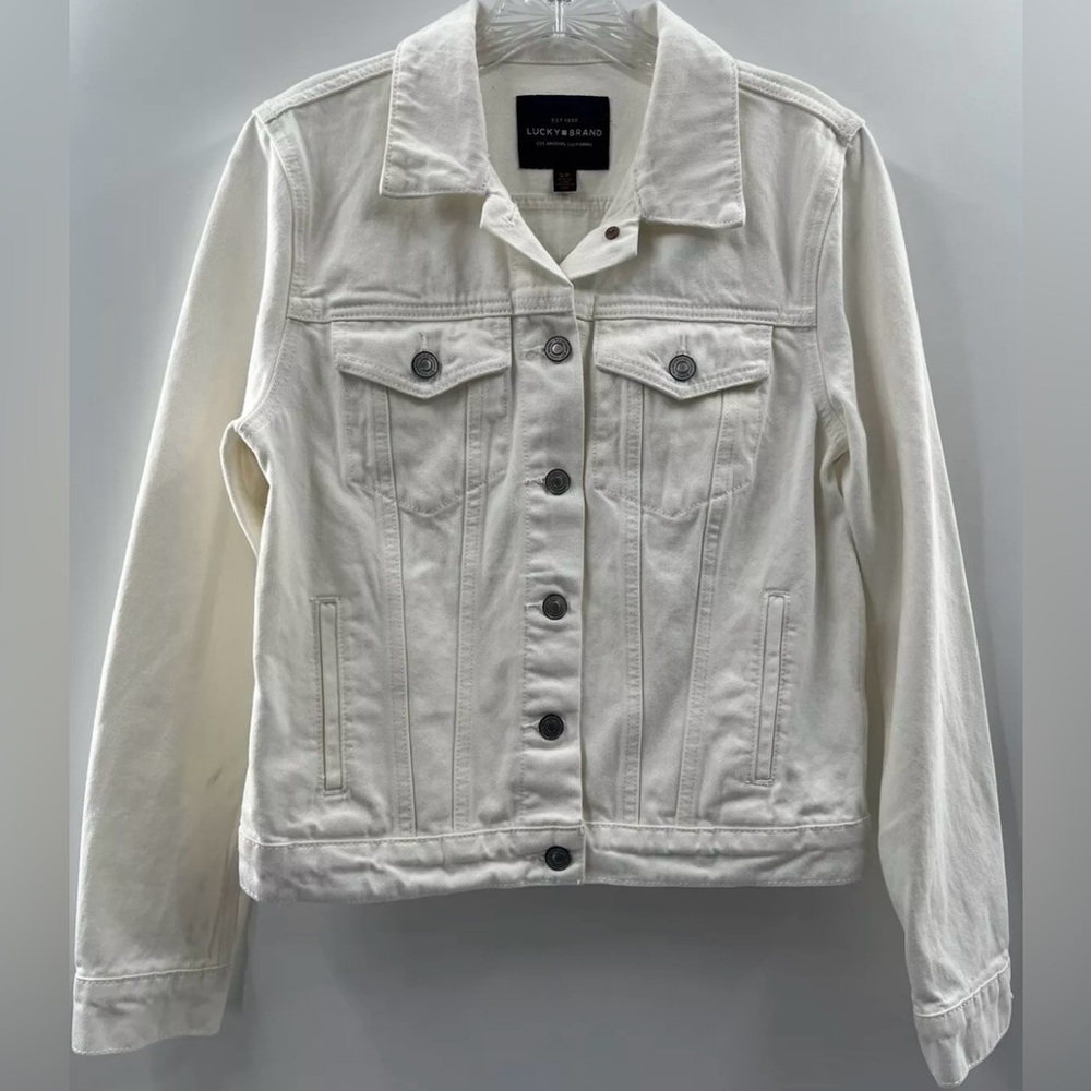 NWT Lucky Brand Tomboy Trucker Off-White Jean Jacket Size Large